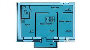 2-к квартира, вторичка, 54м2, 11/13 этаж