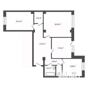 3-к квартира, вторичка, 70м2, 1/17 этаж
