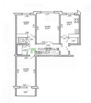 3-к квартира, вторичка, 65м2, 7/9 этаж