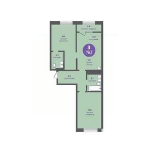 3-к квартира, вторичка, 78м2, 9/24 этаж