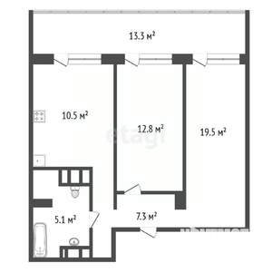2-к квартира, вторичка, 55м2, 24/25 этаж