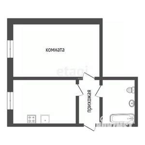 1-к квартира, вторичка, 31м2, 1/2 этаж