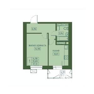 1-к квартира, вторичка, 37м2, 14/23 этаж