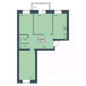 3-к квартира, вторичка, 78м2, 6/9 этаж