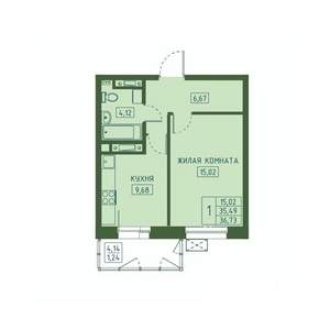 1-к квартира, вторичка, 37м2, 5/23 этаж