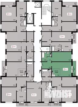 2-к квартира, строящийся дом, 56м2, 10/17 этаж