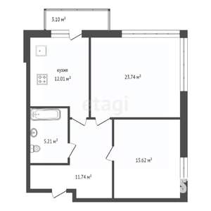 2-к квартира, вторичка, 68м2, 17/27 этаж