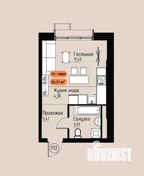 1-к квартира, вторичка, 23м2, 17/17 этаж