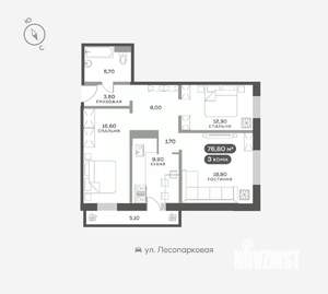 3-к квартира, вторичка, 77м2, 15/17 этаж