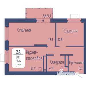2-к квартира, вторичка, 58м2, 4/15 этаж
