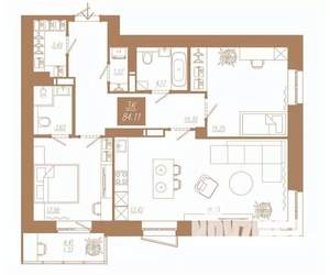 3-к квартира, вторичка, 84м2, 3/23 этаж