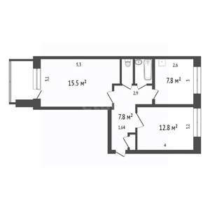 2-к квартира, вторичка, 50м2, 4/5 этаж