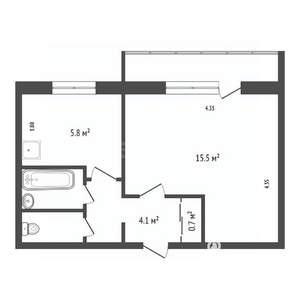 1-к квартира, вторичка, 31м2, 3/9 этаж