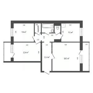 3-к квартира, вторичка, 67м2, 2/10 этаж