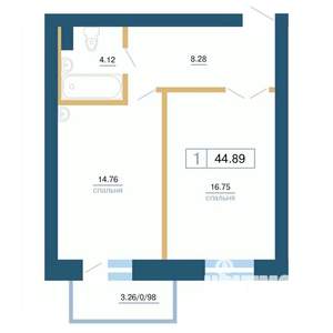 1-к квартира, вторичка, 45м2, 5/7 этаж