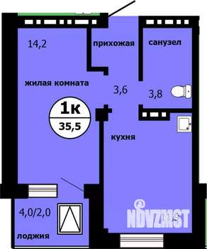 1-к квартира, сданный дом, 36м2, 8/19 этаж