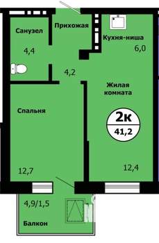 2-к квартира, строящийся дом, 40м2, 4/19 этаж