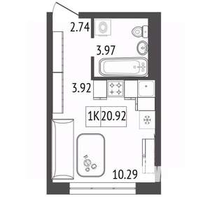 1-к квартира, вторичка, 21м2, 3/17 этаж