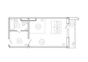 1-к квартира, вторичка, 38м2, 8/17 этаж