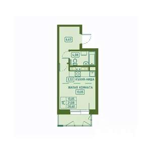 Студия квартира, вторичка, 29м2, 7/23 этаж