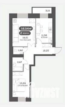 2-к квартира, вторичка, 59м2, 5/15 этаж