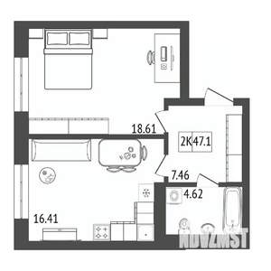 2-к квартира, строящийся дом, 47м2, 13/17 этаж
