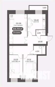 3-к квартира, вторичка, 83м2, 3/15 этаж