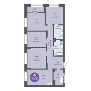 4-к квартира, вторичка, 93м2, 1/17 этаж