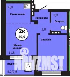 2-к квартира, строящийся дом, 40м2, 12/19 этаж