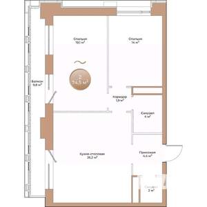 2-к квартира, вторичка, 75м2, 4/24 этаж