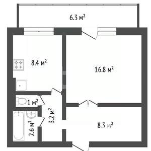 1-к квартира, вторичка, 42м2, 1/17 этаж