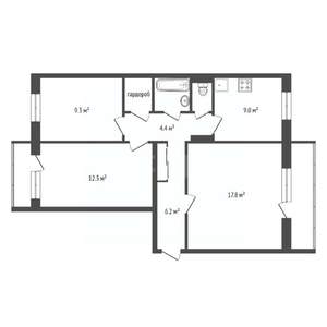 3-к квартира, вторичка, 65м2, 3/9 этаж