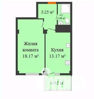 1-к квартира, строящийся дом, 39м2, 4/17 этаж