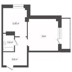 1-к квартира, вторичка, 43м2, 23/25 этаж
