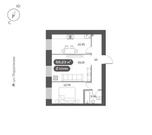 2-к квартира, вторичка, 58м2, 2/16 этаж
