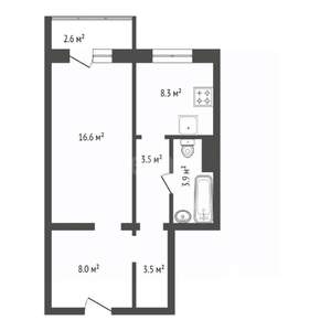 1-к квартира, вторичка, 44м2, 16/17 этаж