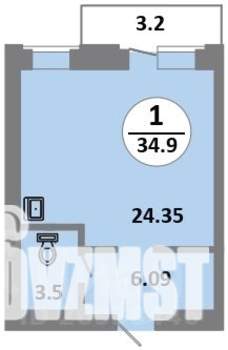 Студия квартира, строящийся дом, 34м2, 8/14 этаж