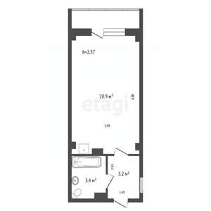 1-к квартира, вторичка, 28м2, 3/10 этаж