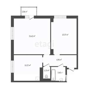 2-к квартира, вторичка, 59м2, 25/25 этаж
