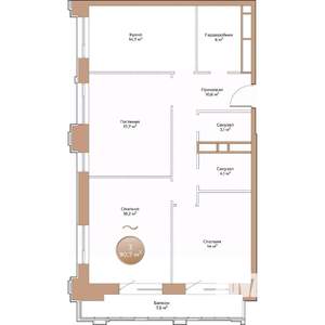3-к квартира, строящийся дом, 91м2, 10/24 этаж
