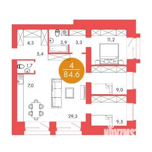 4-к квартира, строящийся дом, 85м2, 2/17 этаж