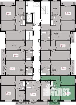 2-к квартира, строящийся дом, 55м2, 15/17 этаж