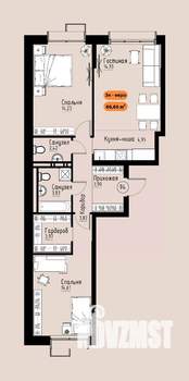 3-к квартира, вторичка, 67м2, 7/17 этаж