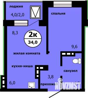 2-к квартира, строящийся дом, 33м2, 3/19 этаж