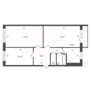 3-к квартира, вторичка, 63м2, 4/5 этаж