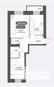 2-к квартира, вторичка, 59м2, 4/15 этаж