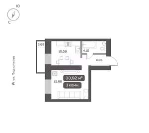 1-к квартира, вторичка, 34м2, 3/16 этаж