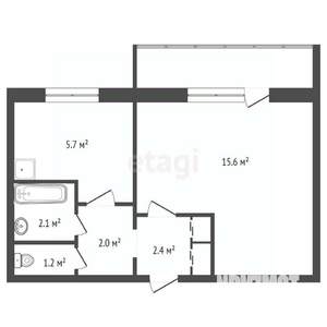 1-к квартира, вторичка, 30м2, 4/9 этаж
