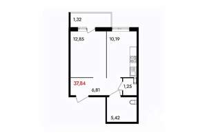 1-к квартира, вторичка, 38м2, 14/18 этаж