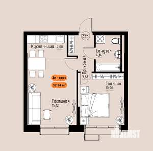 2-к квартира, вторичка, 38м2, 13/17 этаж